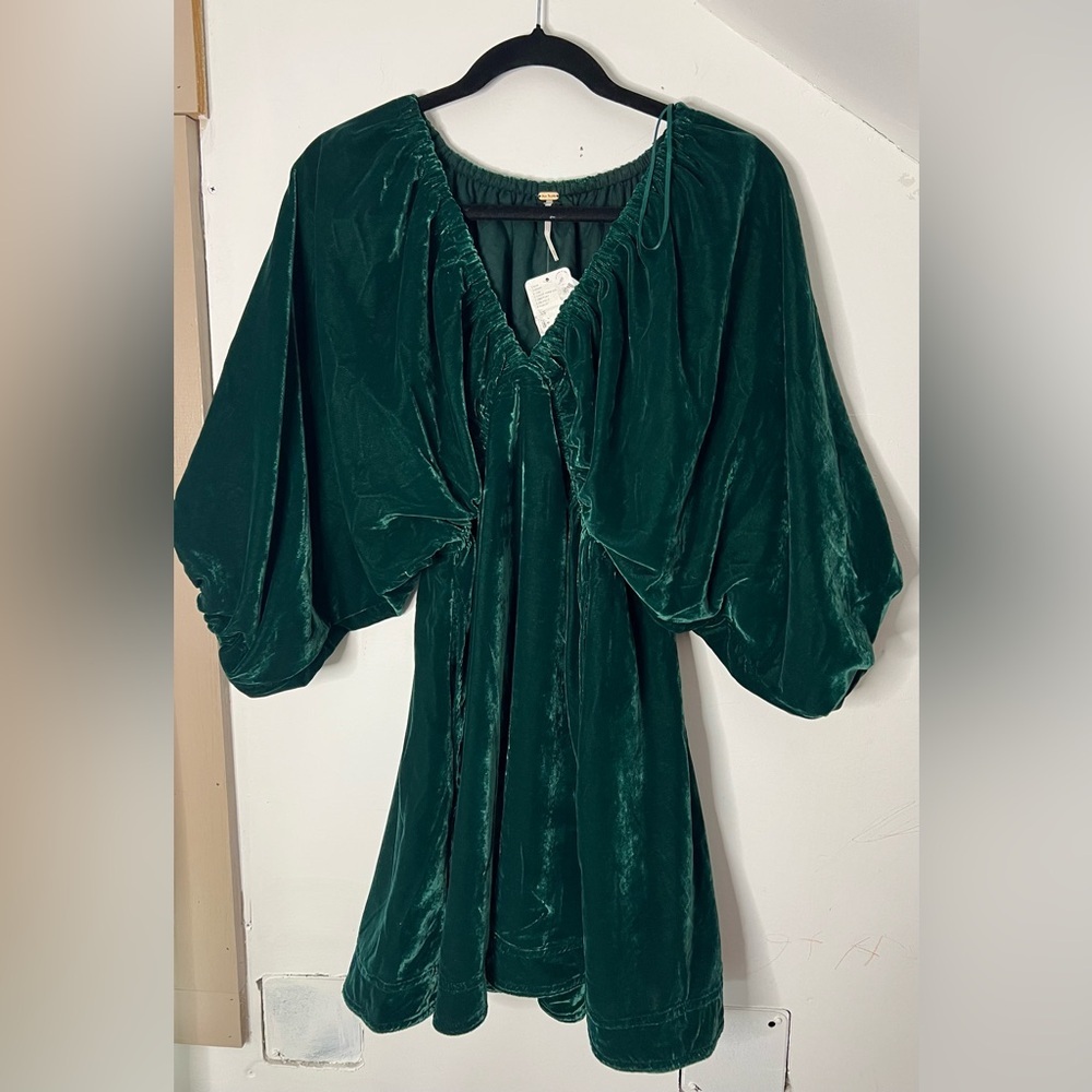 Free People Portia Green Velvet Mini Dress Size XS NWT - Picture 2 of 8